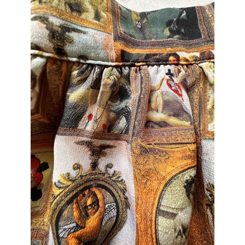 ANTIPODIUM London 100% Silk Mini Skirt "Exclusive Print" Renaissance Art US 6 - Picture 8 of 15